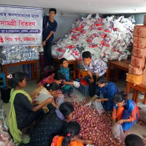 Shishu Shorho distributed food relief to Noakhali flood victims.